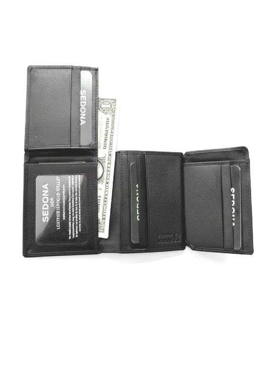 L-Shaped Trifold Wallet in Full Grain Lamb Skin Leather