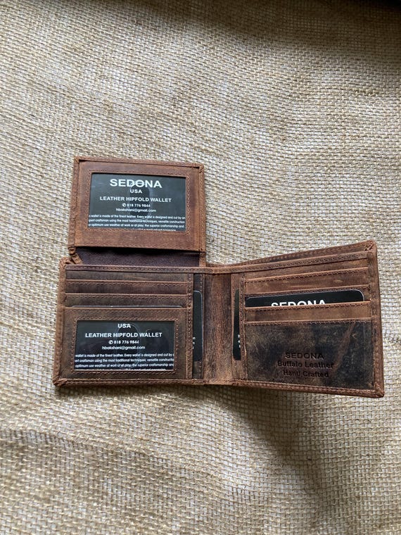 SEDONA® Bifold Wallet with 2 license Windows, Buffalo Leather Vintage Look with RFID Protection