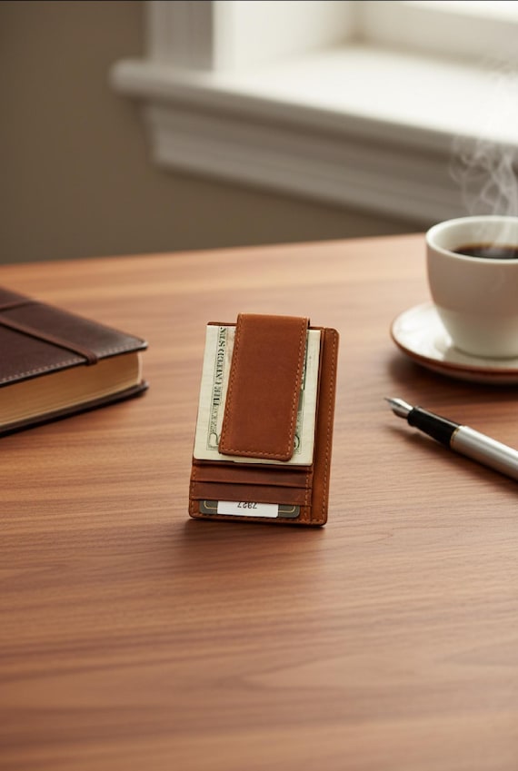 Strong Leather Magnetic Money Clip Wallet with RFID Protection