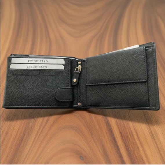 Full Grain Leather Wallet with Coin Pocket and 9 Card Slots