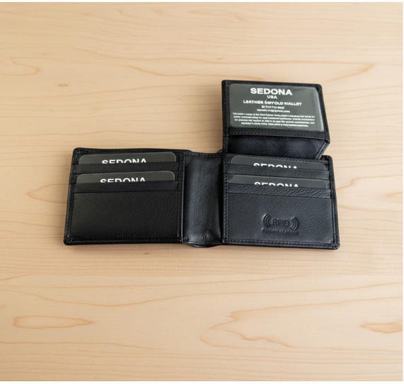 Cowhide Leather Bifold Wallet with 2 ID Holders and RFID protection