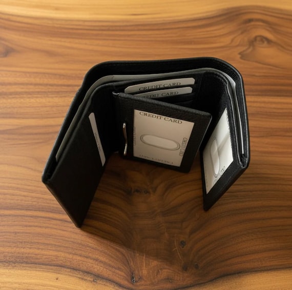 Full Grain Cowhide Leather Trifold Wallet with Three License Windows