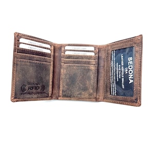 Portefeuille à trois volets en cuir de buffle RFID SEDONA® avec 8 emplacements pour cartes