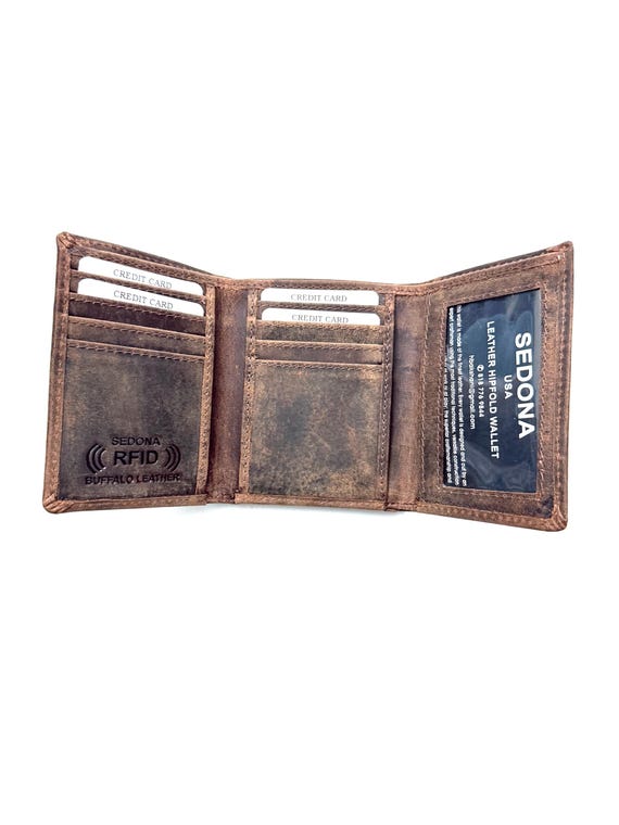 SEDONA® RFID Buffalo Leather Trifold Wallet with 8 Card Slots