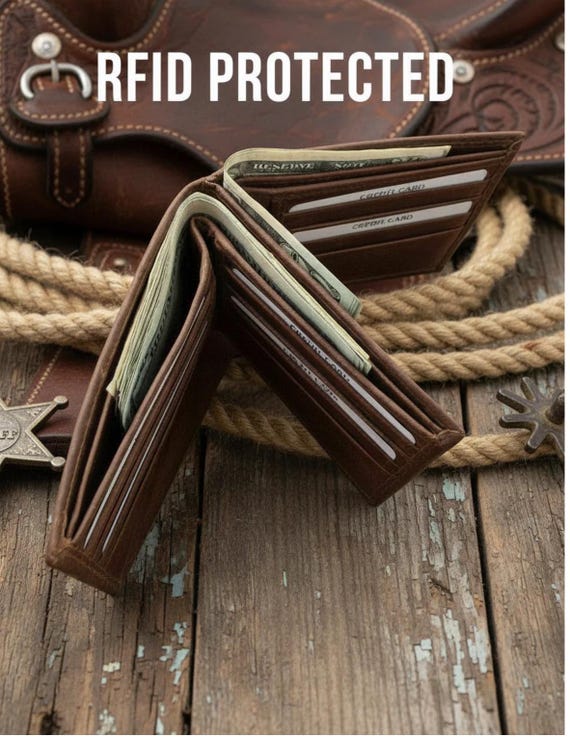 Buffalo Leather Double sided billfold with RFID Protection