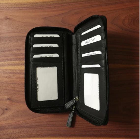 Women’s  Leather Clutch Wallet with Zipper