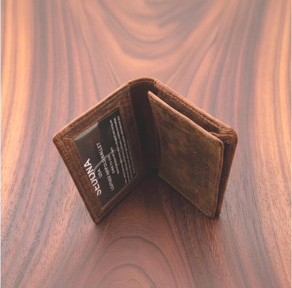 Buffalo Leather Business Card Case with RFID Security