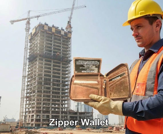 RFID Protected Buffalo Leather Zipper Wallet