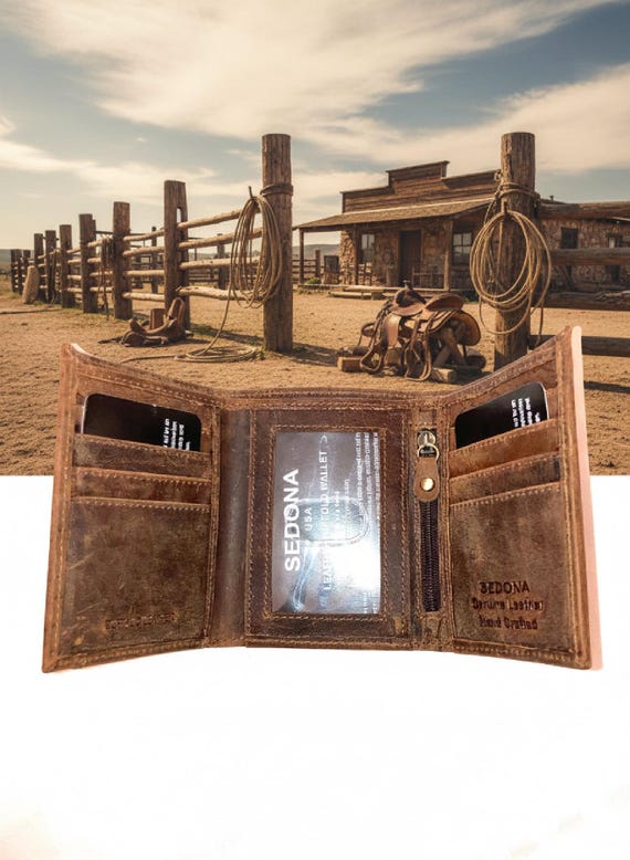 Buffalo Leather Trifold Wallet with pullout ID Holder