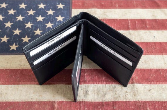 Cowhide Leather RFID Bifold Wallet with Center Flap