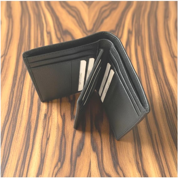 RFID Protected Bifold Leather Wallet with Center Flap