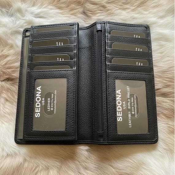 Full Grain Leather Long Wallet with middle flap