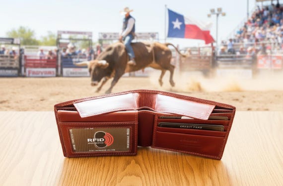 Bifold Leather Wallet with Hidden Cash Compartment