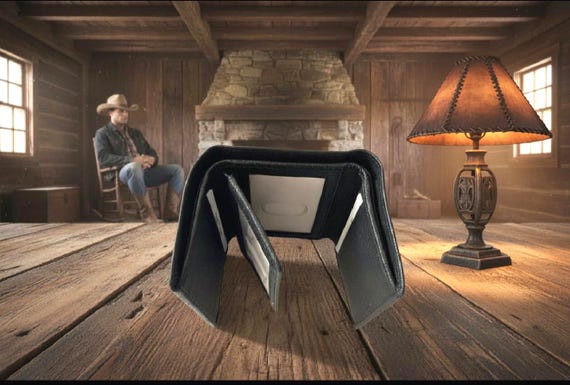 Full Grain Cowhide Leather Trifold Wallet with 2 license Windows