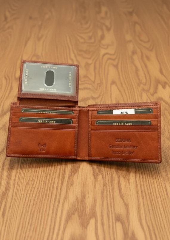 RFID Protected Leather Bifold Wallet with pullout license Window