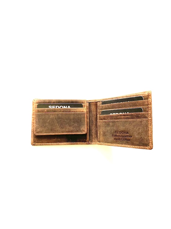 SEDONA® Bifold leather Wallet with removable flap featuring ID display, Vintage Look