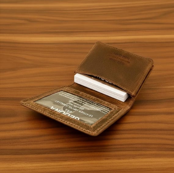 Buffalo Leather Business Card Case with RFID Security