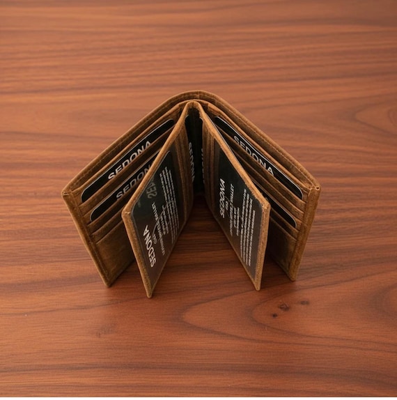 Vintage Buffalo Leather Hipster Wallet with Two Center Flaps