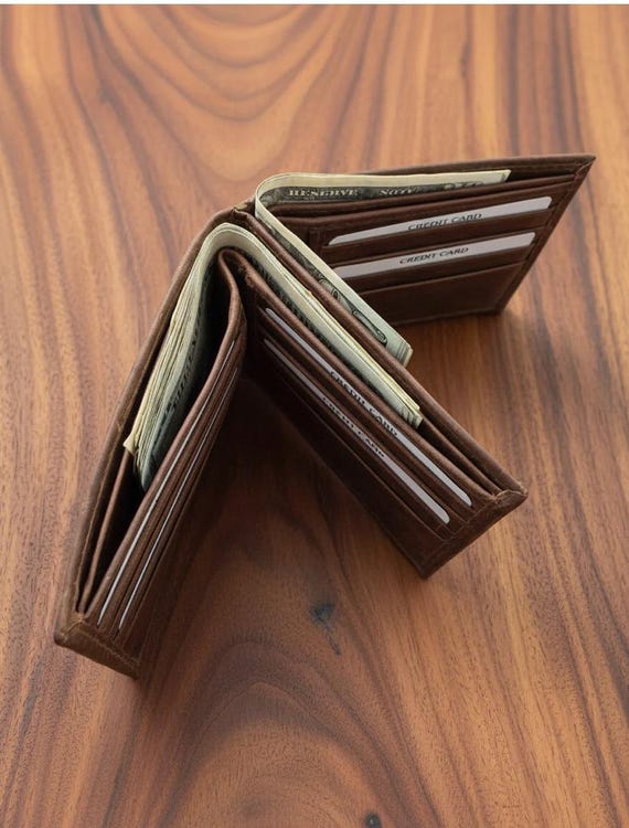 Buffalo Leather Double sided billfold with RFID Protection