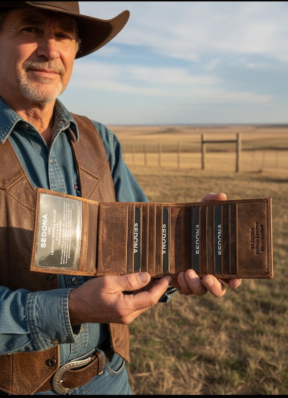 Buffalo Leather Bifold Wallet with horizontal card slots