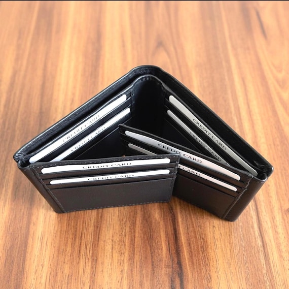 Full Grain Leather Fourfold Wallet with 16 Credit Card Slots and RFID Protected