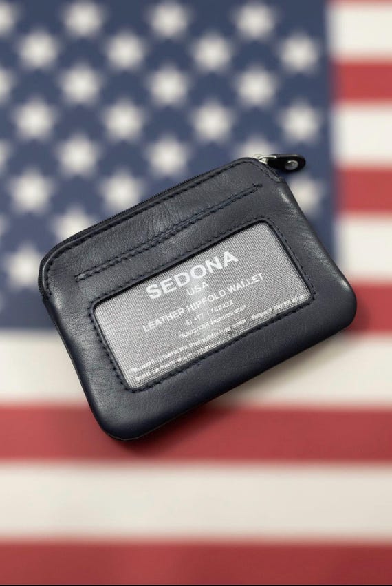 Minimalist Full-Grain Leather ID Pouch Wallet with Coin Pocket and Key Ring – Black