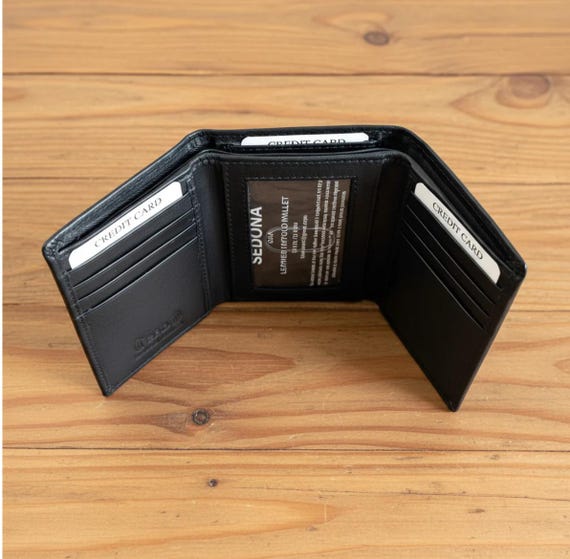RFID Trifold Leather Wallet with Card slots in Cash Compartment