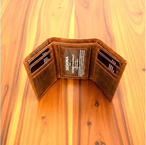 Buffalo Leather Trifold Wallet with 8 card slots