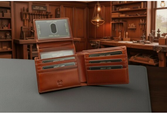 RFID Protected Bifold Leather Wallet with Pullout License