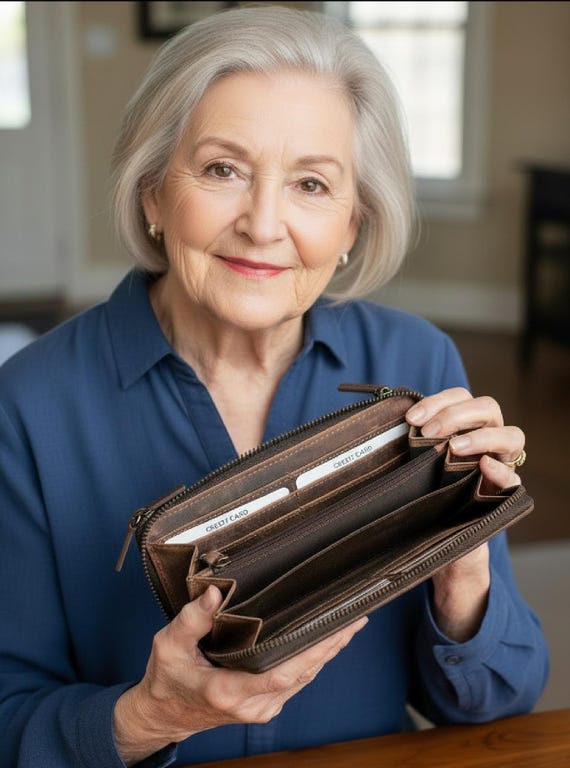 Buffalo Leather Women's RFID Clutch Wallet with Two Zippers