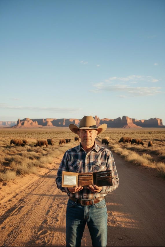 Buffalo Leather Wallet with 2 license Windows