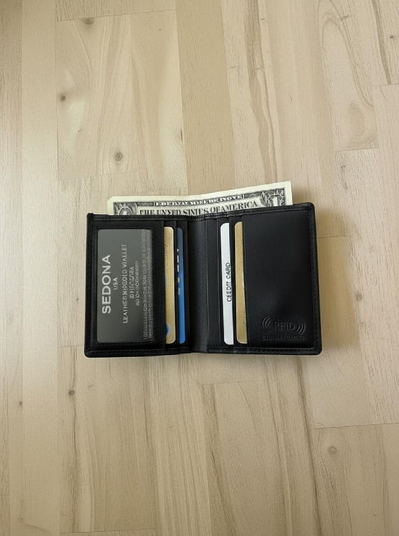 Minimalist Bifold Leather Wallet with RFID Protection