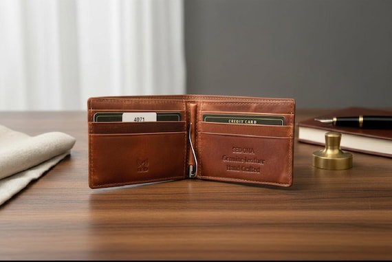 Cowhide Leather Money Clip Wallet With RFID Protection