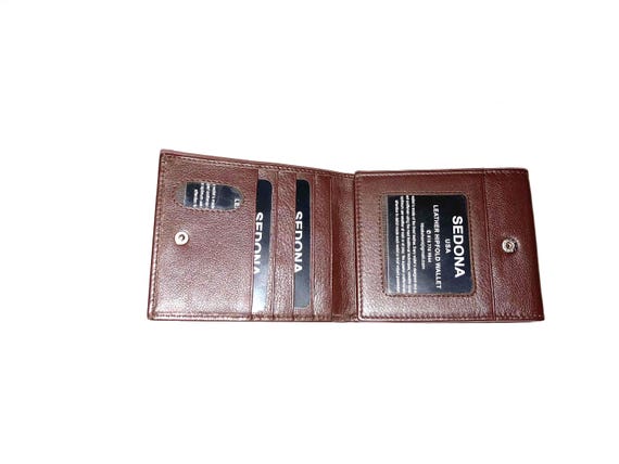 Cowhide Leather Hipster Trifold Wallet with Snap Closure