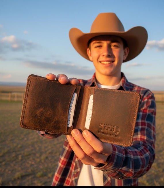 Minimalist Bifold Buffalo Leather wallet with RFID Protection