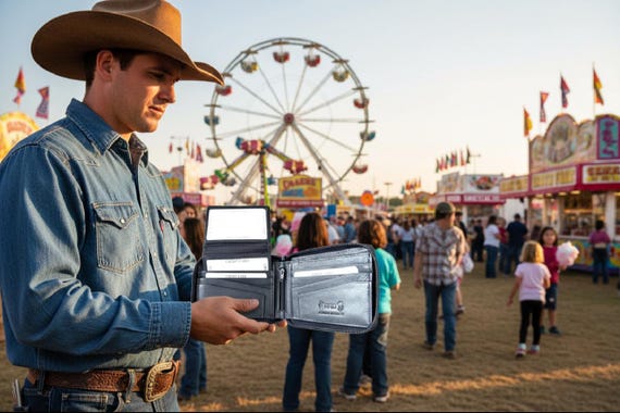 Cowhide Leather Zipper Wallet with RFID Protection