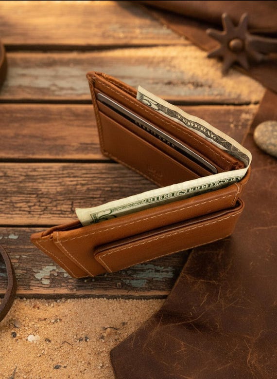 Cowhide Leather Extra Strength Magnetic Money Clip Wallet