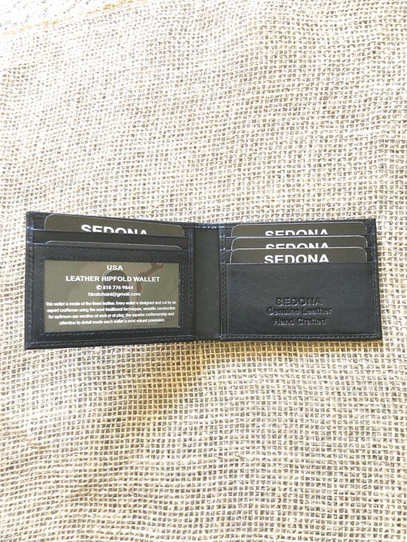 SEDONA® Thin Leather Bifold Wallet with 4 credit card slots, one ID window