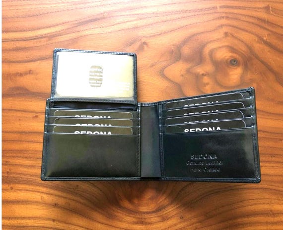 Cowhide Leather Bifold Wallet with Pullout License Window