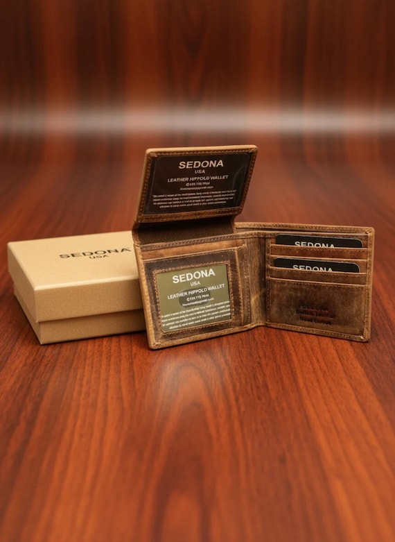 Buffalo Leather Bifold Wallet with 3 ID Windows