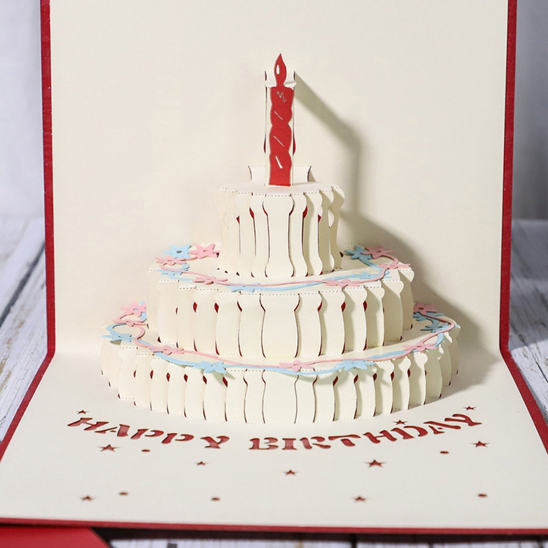 Pop up Birthday Card 3D Tiered Cake Card - Etsy