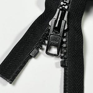 YKK #10 Vislon Open-End Zipper w/Automatic Metal Slider (28" / 71cm) - 580 Black - Set of 5. Zipperloft - Canadian Supplier.