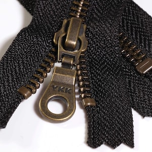 YKK #5 Antique (5-24" / 12.7-61.0cm) - 580 Black - Set of 5. Zipperloft - Canadian Supplier.