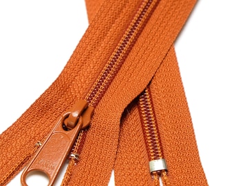 YKK #4.5 Heavy Duty Nylon Coil Purse Zipper (16/20/24") - 102 Burnt Orange - Set of 5. Zipperloft - Canadian Supplier.