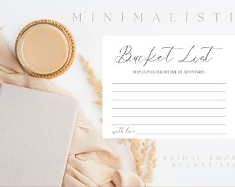 Bridal Shower Bucket List (4x6) PDF Print, Minimalistic Design for 2022/2023 Brides