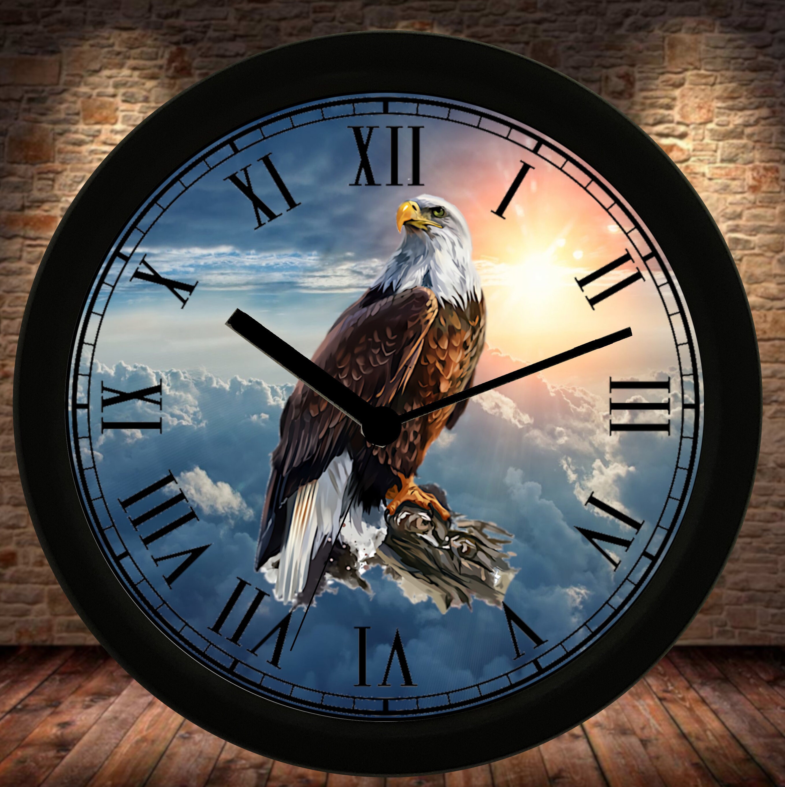 Custom Design Bald Eagle Clock Etsy