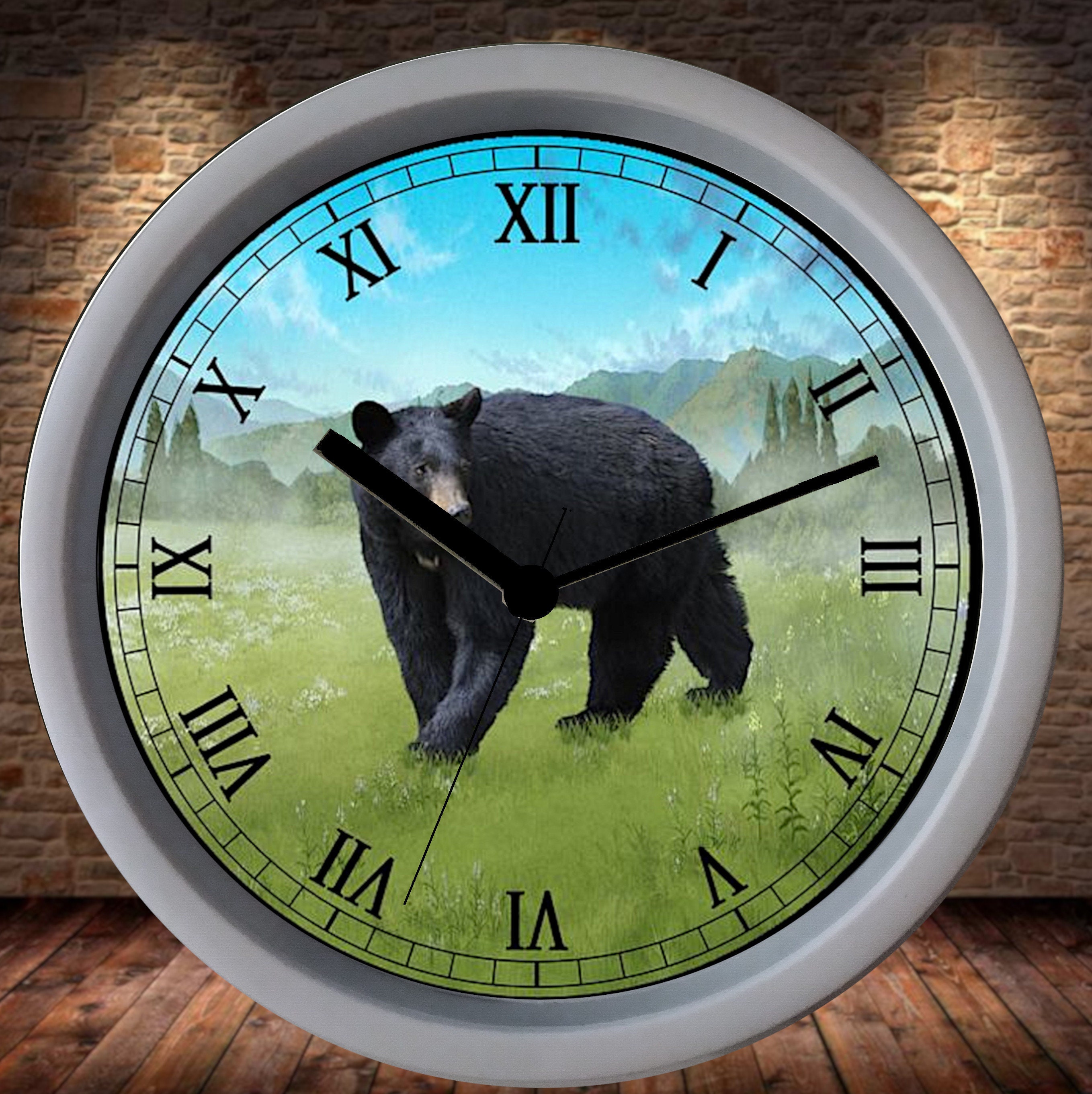 Custom Design Black Bear Clock Etsy