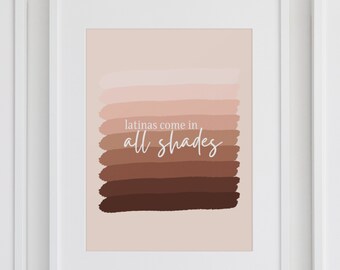 Latinas Come in All Shades Digital Art, Digital Art Print, Latina Art Print, Afro Latina Digital Art, Latina Wall Art, Feminist Art