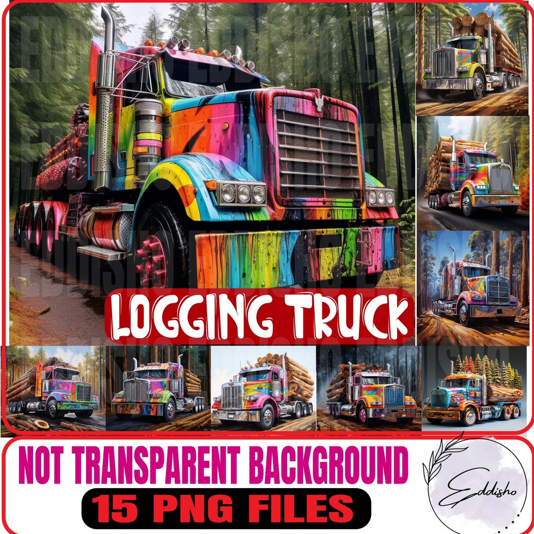 Vibrant Logging Truck Clipart-15high Quality Jpgs Digital - Etsy