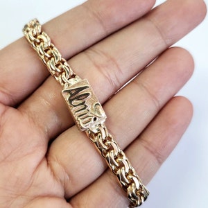 FREE Custom Name Design Solid Yellow Gold Tight Close Chino Link Bracelet 7 Inch 7MM Kids Women